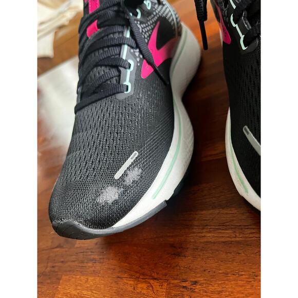 Brooks Ghost 14 Mesh Low Top Running Sneakers Shoes Black/Pink/Yucca Womens 11.5 - Picture 8 of 9